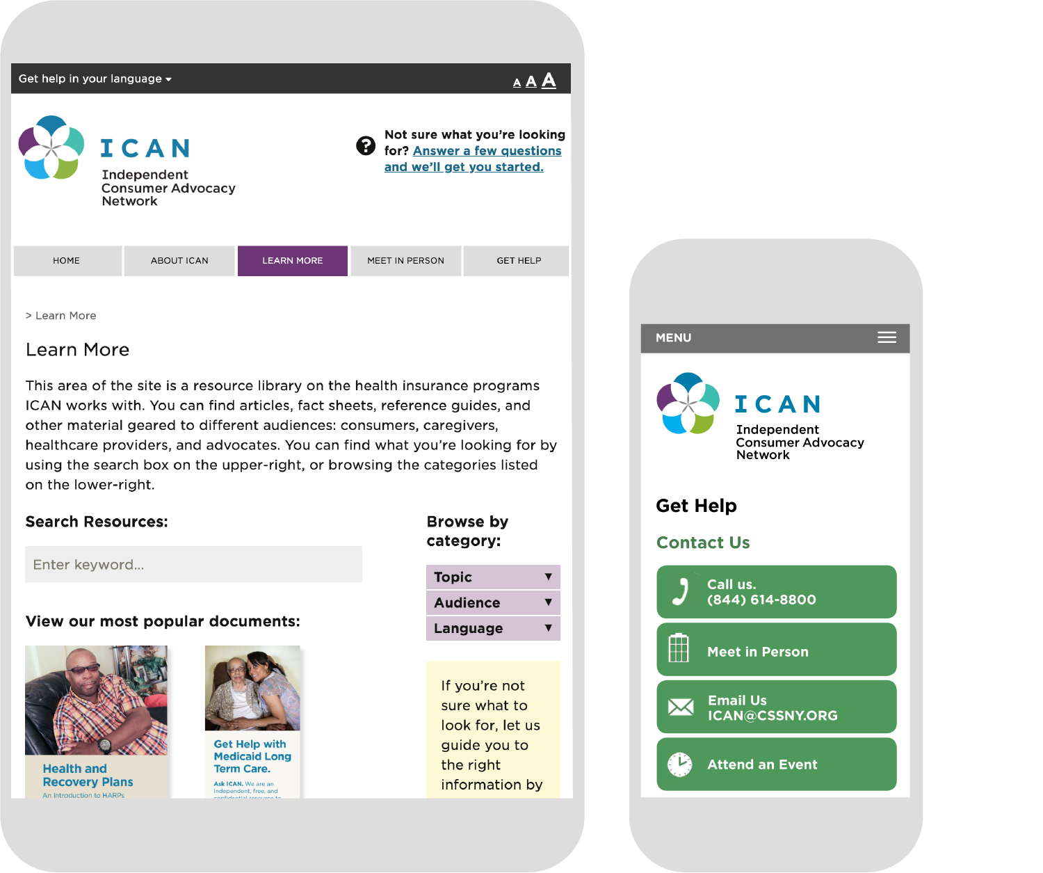 ICAN mobile views