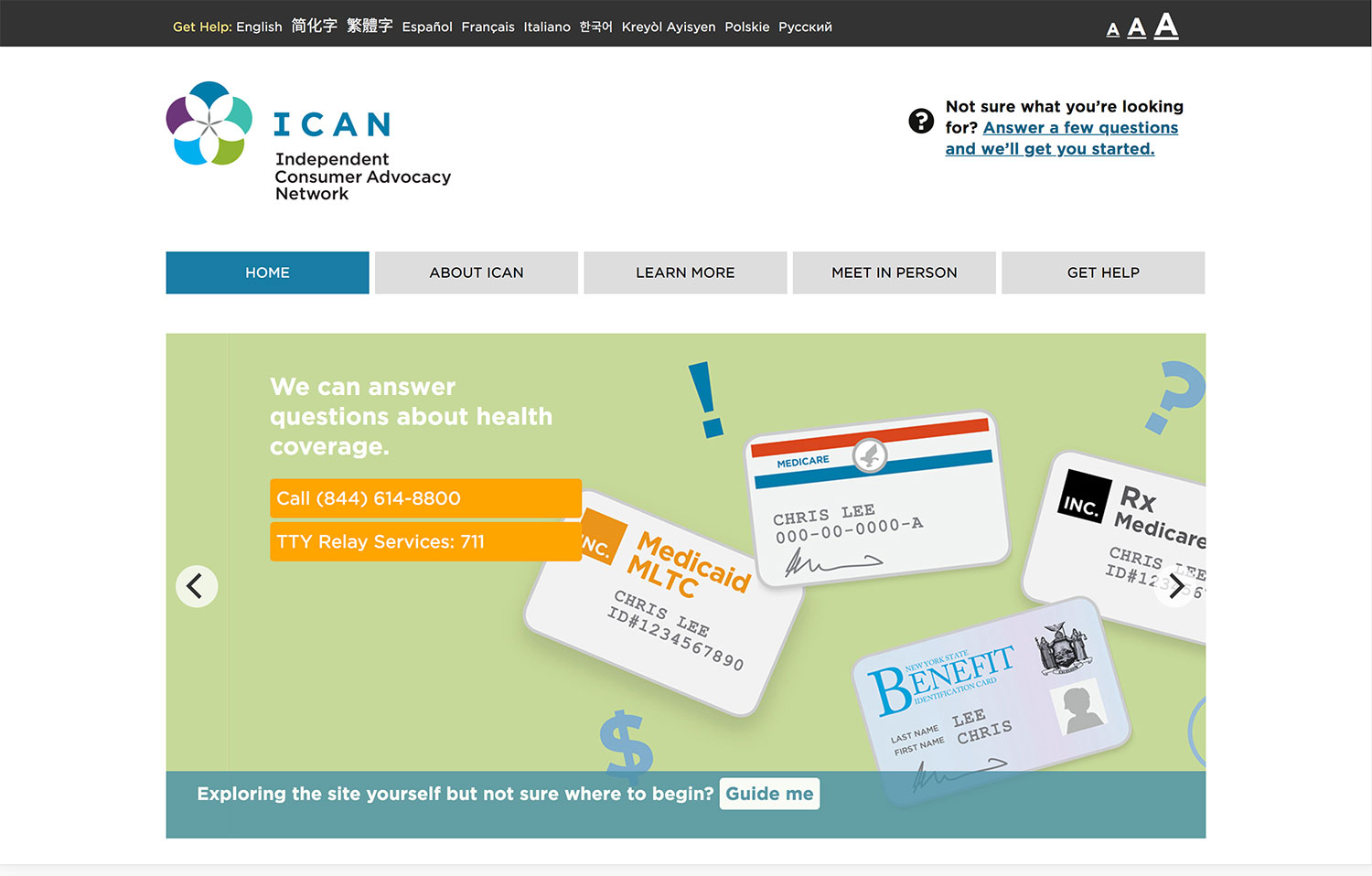ICAN website home page