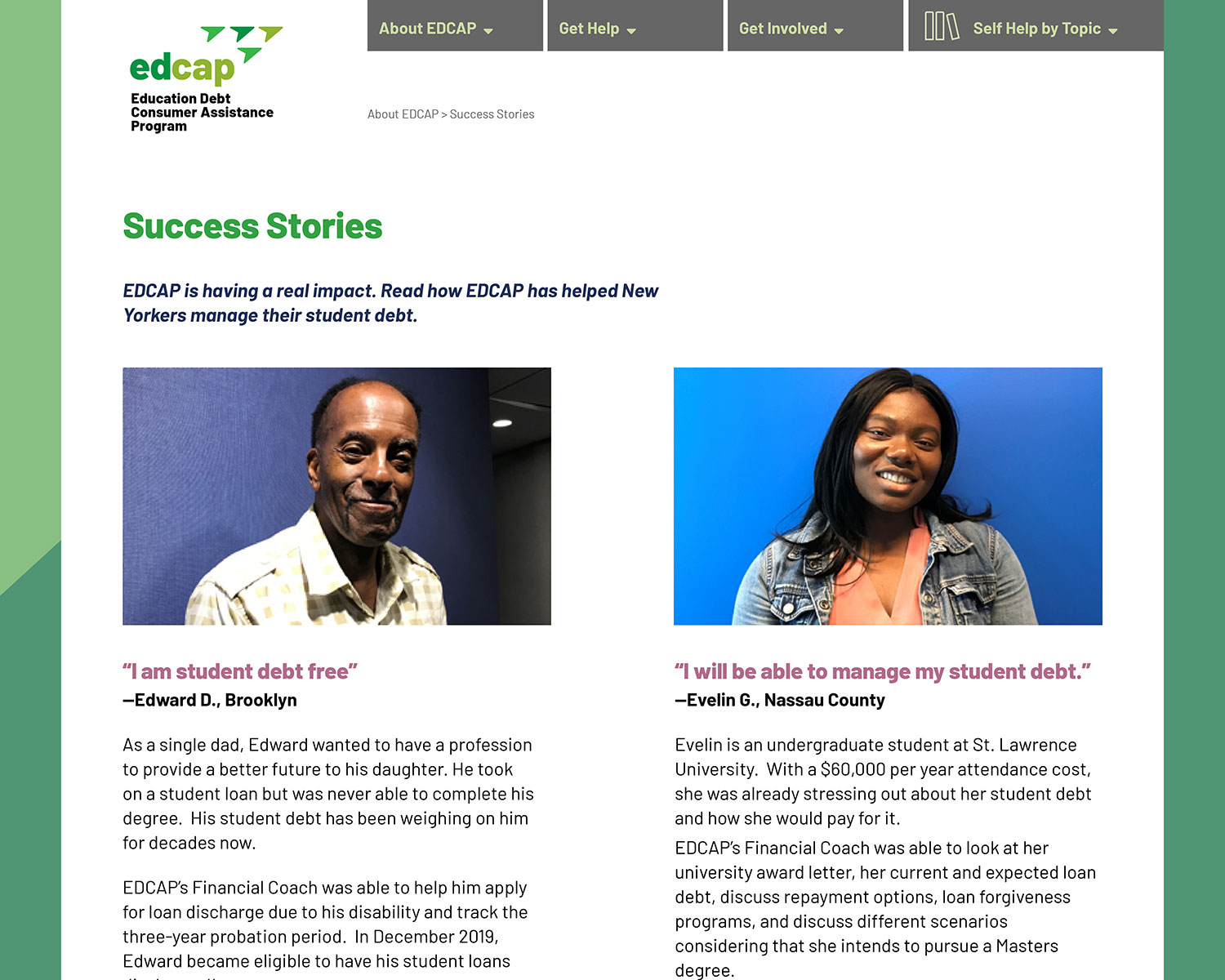 EDCAP Stories page