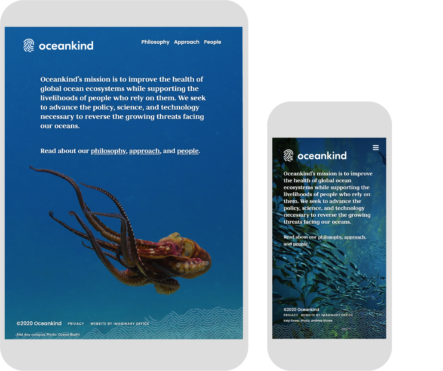 Oceankind website mobile view