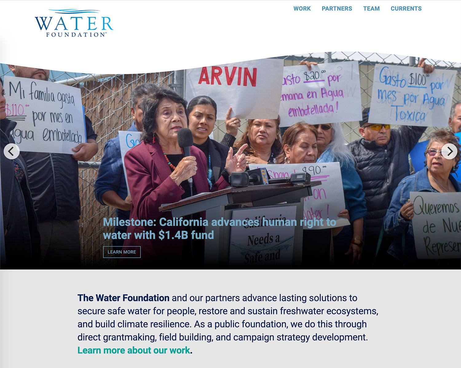 waterfdn.org website view