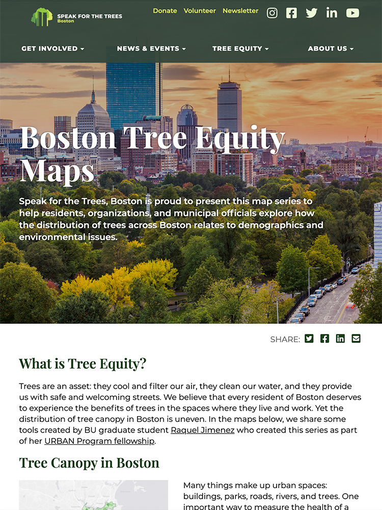 Speak for the Trees Boston website