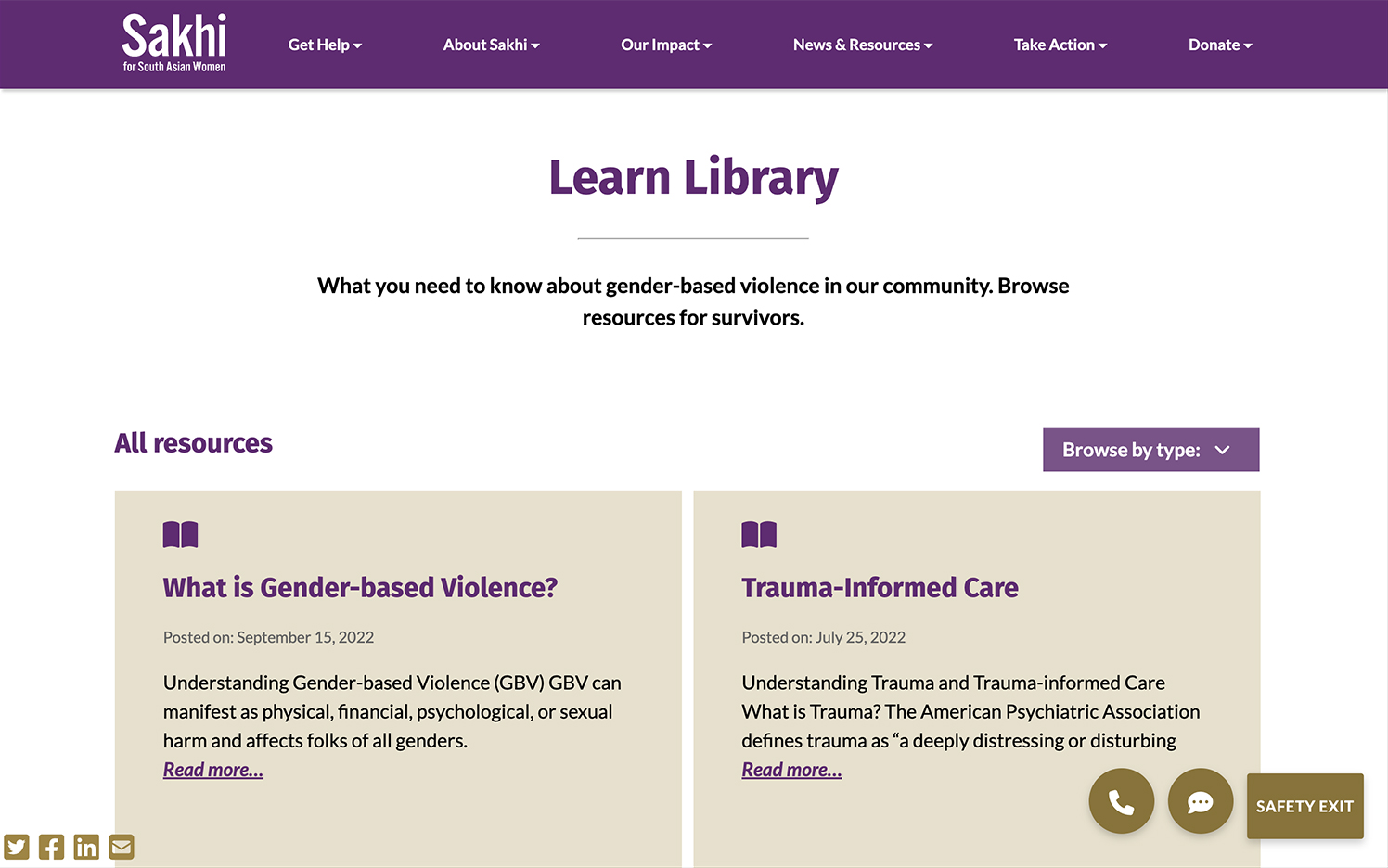 Sakhi website Learn Library page