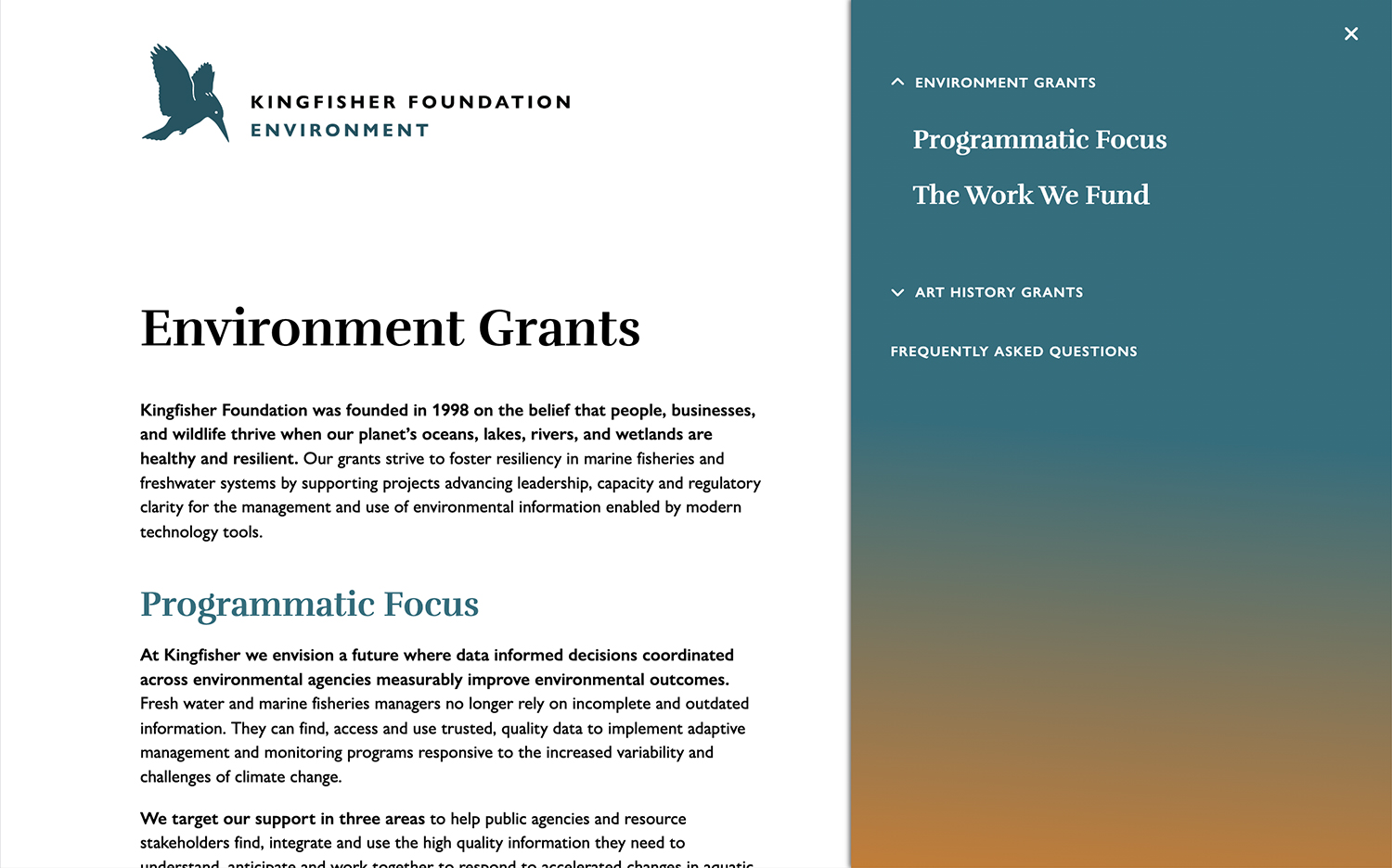 Environment grants page