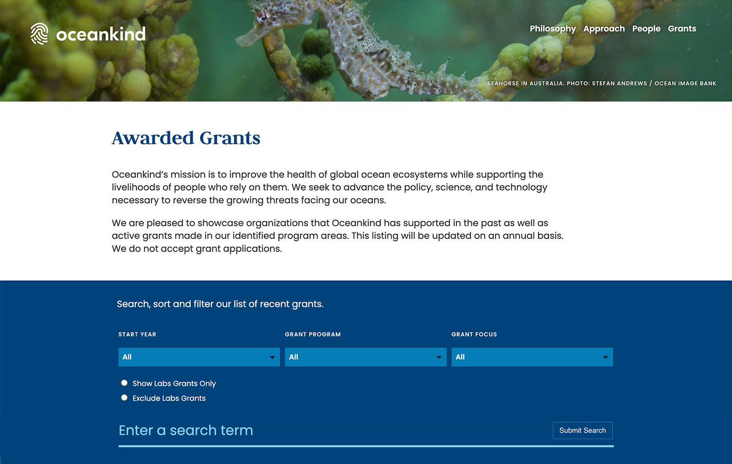 website grants page