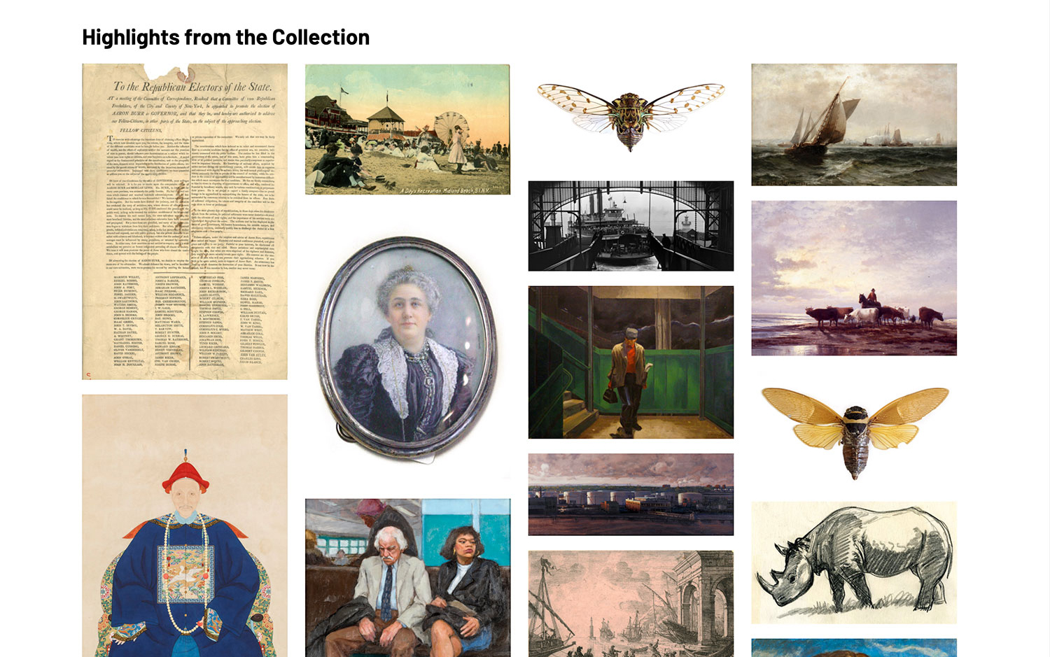 SIM museum Collections page scrolled to Highlights