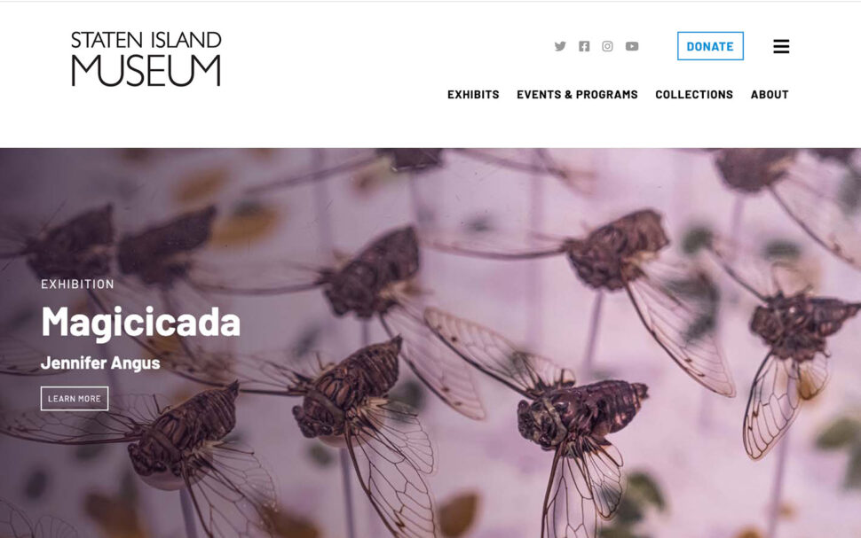 SIM museum home page with Magicicada banner