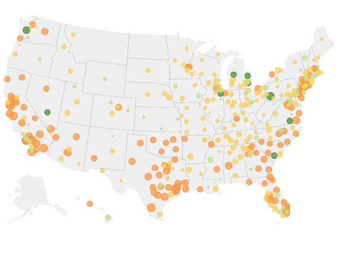 US map with Hill Diversity data plotted